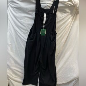 Halara Blue baggy wide leg Overalls with Pockets ladies sz L.